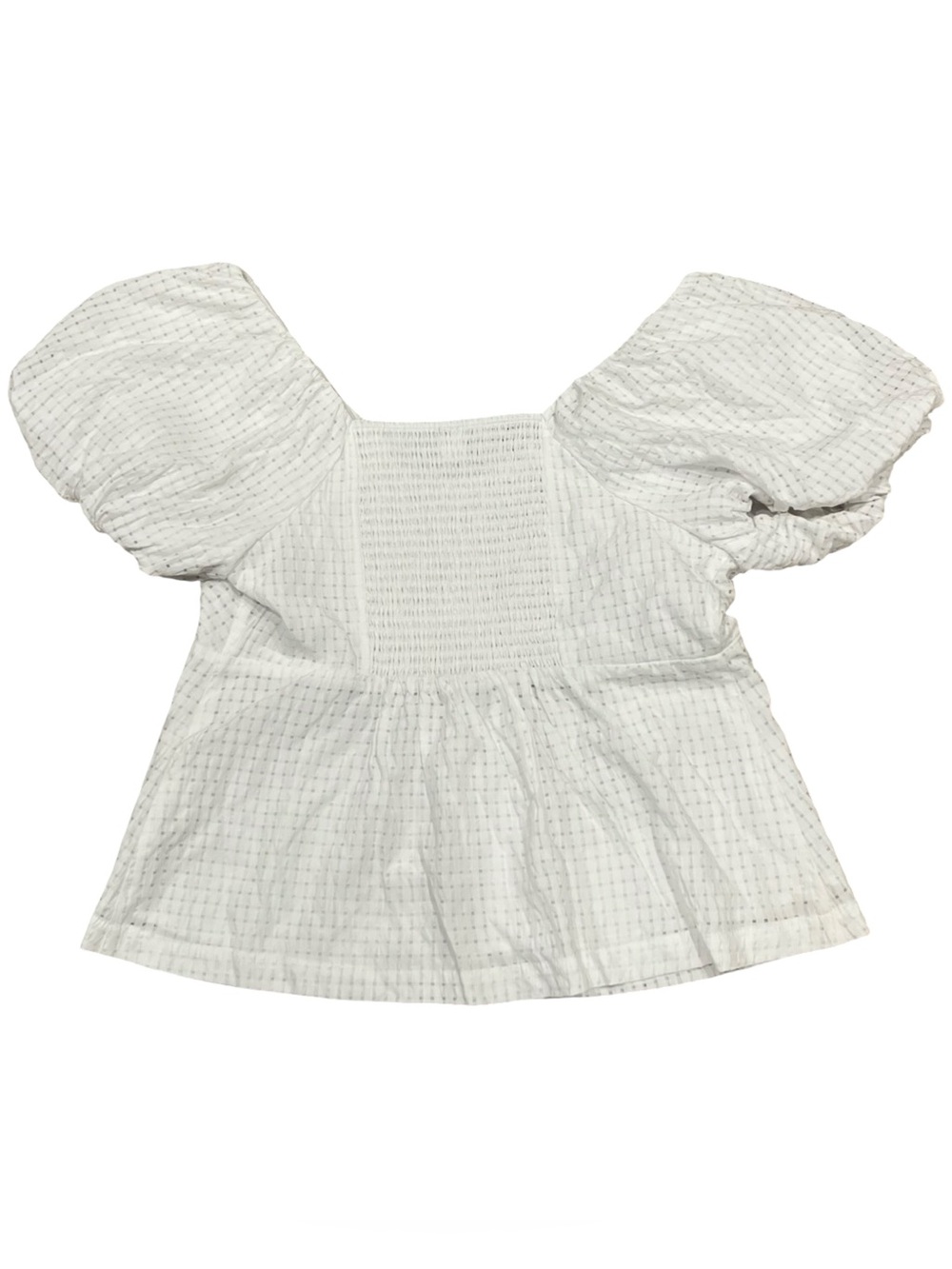 Women's White Puff-Sleeve Peasant Top - Picture 5 of 7